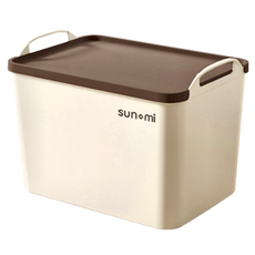 品屋 手提式收納箱 帶蓋, (27.5 x 18 x 18cm), 中(27.5 x 18 x 18cm), 咖啡色, 1個