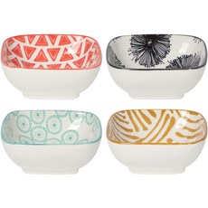 Now Designs 方形瓷製醬料碟4件組 9cm, 四季, 1組
