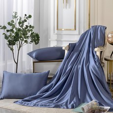 Betrise 貝翠絲 300織紗 100%奧地利天絲TM光淬石墨烯四季涼被枕套3件組, 釉彩藍