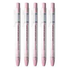 sun-star noc color eraser按壓出芯橡皮擦, 可推出及收回, 雙層結構筆身, 透明軸x彩色軸, 玫瑰色, 5個