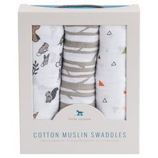 Little Unicorn 純棉紗布巾3入 天然纖維 柔軟舒適 輕柔透氣 精裝禮盒