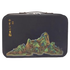 千里江山皮箱茶具 陶瓷 泡茶, 手執壺黑皮箱, 收納包:37 x 25cm