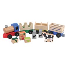 Melissa&Doug 瑪莉莎 交通 玩具, 木製農場聯結火車, 1組