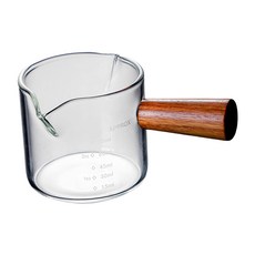 BELLE 咖啡量杯 帶刻度玻璃量杯, 透明+木頭色, 1組