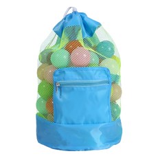 多功能收納袋 沙灘袋 玩具袋 防水包 游泳包 網袋 浴室掛袋 大方形網袋, 藍色