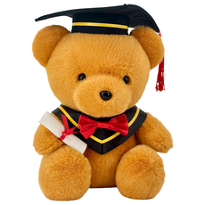 AllBeMine 歐比邁 畢業熊 新款毛絨 深棕色 30cm 畢業禮物, 1個