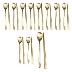 Willive 不鏽鋼餐具組 韓國製, 1組, 亮面金色, 湯匙 10支 + 筷子 10雙