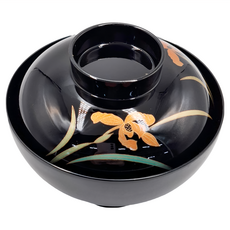 佐和陶瓷 吸物碗 容量320mL 適用溫度-30°C~100°C, 黑漆朱蘭, 1個