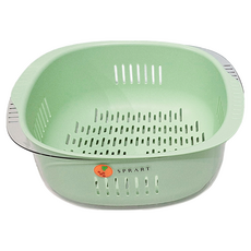 SPRART 大桔大利創意雙層蔬果瀝水籃，小款，PP+PET材質, 青檸綠, 28.5 x 26 x 12cm, 1個
