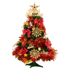 摩達客 2尺用聖誕裝飾配件包 + 2尺聖誕樹, 紅檳金系, 2尺