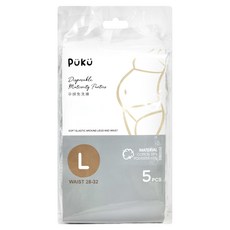 PUKU 藍色企鵝 孕婦免洗褲 5條, 棉質親膚 舒適透氣 獨立包裝 乾淨衛生, L, 白色