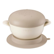 Simba 小獅王辛巴 美味漢堡吸盤碗 6個月以上, 防塵蓋 + 碗 + 吸盤, 杏茶, 1組