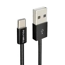 POLYWELL 寶利威爾 USB To Type-C PD編織快充線 3A 60W PW15-W45-M952, 50cm, 黑色, 1條