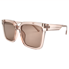 ALEGANT 小個性線條感方框墨鏡 UV400太陽眼鏡, 沐透茶, 147mm