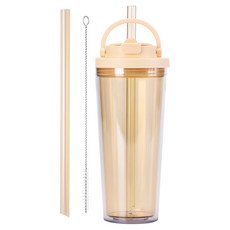 Viita 雲朵系列 雙層防漏隨行吸管杯/雙飲珍奶杯 710ml 奶油色 BPA Free, 1個