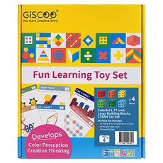 GiSCOO 聚思庫 STEAM系列 益智教具組 72顆6色小方塊 搭配20張雙面圖卡, 麥斯小方塊, 麥斯小方塊 多色, 1組