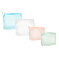 OUTSY 可密封果凍QQ矽膠食物夾鏈袋/分裝袋 食品級矽膠 耐冰耐熱 可微波, 4個, 1組