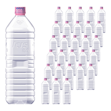 LOTTE 樂天 ICIS 8.0 無標籤礦泉水 粉紅瓶蓋 全透明瓶身 韓國經典品牌, 1.5L, 36瓶