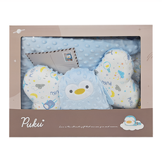 PUKU 藍色企鵝 LoDo星月暖暖樂豆禮盒, 樂豆枕35 x 20 x 7cm + 毯100 x 75cm + 玩偶26 x 16cm, 水眠羊
