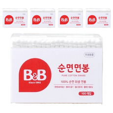 B&B 外用棉花棒 純棉材質柔軟親膚 獨立包裝衛生便攜 嬰幼兒清潔護理必備, 100支, 5盒
