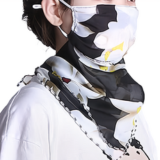 E.City 時尚百搭透氣防曬絲巾口罩, 尺寸: 口罩部分約21x12cm, 絲巾部分約47x47cm, 黑百合