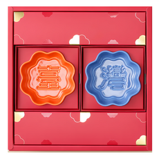 Mao's 樂陶陶 花見祝福顯影醬油碟 湯筷禮盒組, 橘臺藍灣, 2個醬油碟 + 2雙筷子 + 2支湯匙, 1組
