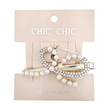 CHIC CHIC 日本造型雙E珍珠髮夾 SY12055，優雅珍珠點綴，日系時尚髮飾，輕鬆打造百變造型, 1入
