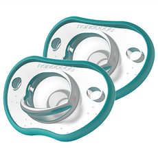 nanobébé 母感安撫奶嘴, 德國醫療級材質, 不含雙酚A, 柔軟耐用, 湖水藍, 3個月以上, 2個