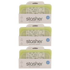 Stasher 長形矽膠密封袋，耐熱無毒，居家戶外旅行好幫手, 19.05 x 11.43 x 2.54cm, 1個, 3個