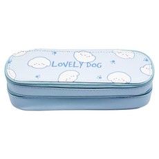 德德小品集 雙層筆袋 可愛狗狗圖案 雙層大容量 輕巧方便攜帶, 好朋友 藍色, 1個