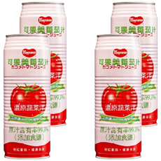 KAGOME 可果美 蕃茄汁 490ml 大, 完熟蕃茄 台灣製造 原汁含有率99.8%, 4罐