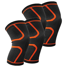 AOLIKES 奧力克斯 7718彈力護膝, 尼龍材質, 高彈力乳絲線, 氨綸, 矽膠, M, 2雙, 橙色