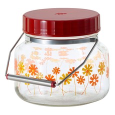 ADERIA 日本製昭和系列 復古花朵梅酒瓶 橘菊款, 1L, 1個