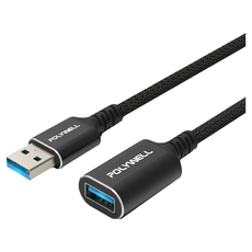 POLYWELL 寶利威爾 黑金剛 USB3.2 Type-A 公對母延長線 Gen1 5Gbps PW15-W45-M993, 3m, 1條