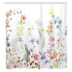 半島良品 不透光防霉防水浴簾 附掛勾, 蝴蝶花開, 1個