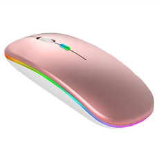 DTAudio 無線滑鼠 玫瑰金 雙模版 藍牙5.1+2.4G 充電滑鼠, 玫瑰粉