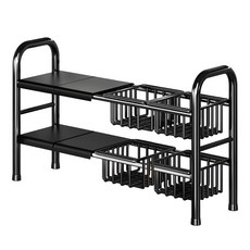 EDISH 下水槽收納籃置物架 碳鋼+PP材質 24.7 x 48.5 x 53-88cm, 2層, 1個