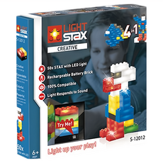 LIGHT STAX Creative 小顆粒系列 亮亮積木 聲控版 50入 鸚鵡4合1 LED燈 可充電電池積木, 鸚鵡, 1盒