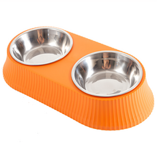 Petners 寵物不鏽鋼雙碗, 1個, 橘色