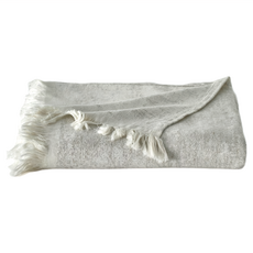 HOLA 和樂家居 查莉棉麻混紡緹花流蘇毯 420g