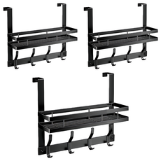 小麥購物 雙層門後掛勾 4鉤 C582 36cm 703g, 黑色, 3個