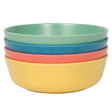 Ecologie 竹纖維淺餐碗4件組, 淺餐碗, 綠色 + 藍色 + 橘色 + 黃色, 1組