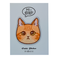 Hi 你好 刺繡貼紙, 橘貓, 1張