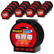 3M Scotch 防水布膠帶，易手撕，48mm x 15yd，黑色，適用於臨時修補、固定和保護書籍, 18個