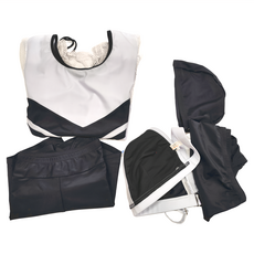 Summer love 夏之戀 大女四件式泳裝套裝 含泳帽及活動式罩杯, 黑色 + 白色