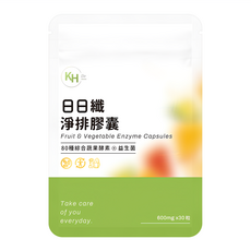 KHDr. 日日纖淨排膠囊 80種綜合蔬果酵素+益生菌 600mg, 30顆, 18g, 1包