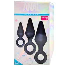 blush NOVELTIES Anal Adventure 鉑金矽膠子彈頭肛塞套件, 黑色, 1個