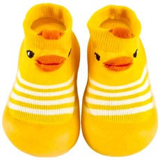 寬頭防滑透氣膠底學步鞋 高筒黃條紋