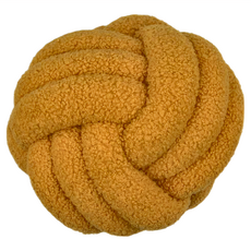 羊羔絨Knot打結球抱枕 薑黃色, 直徑22 x 22cm
