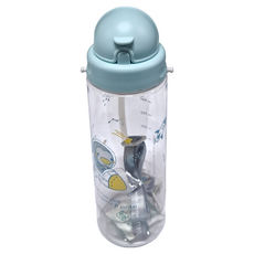 PUKU 藍色企鵝 Tritan 滑蓋揹帶吸管水壺, 水色, 500ml, 方便攜帶, 1個